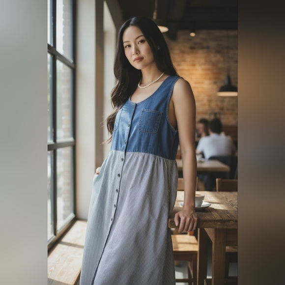 Original Ty Wear Dresses & Skirts - Original TY Wear Chic Button-Down Denim Midi Dress